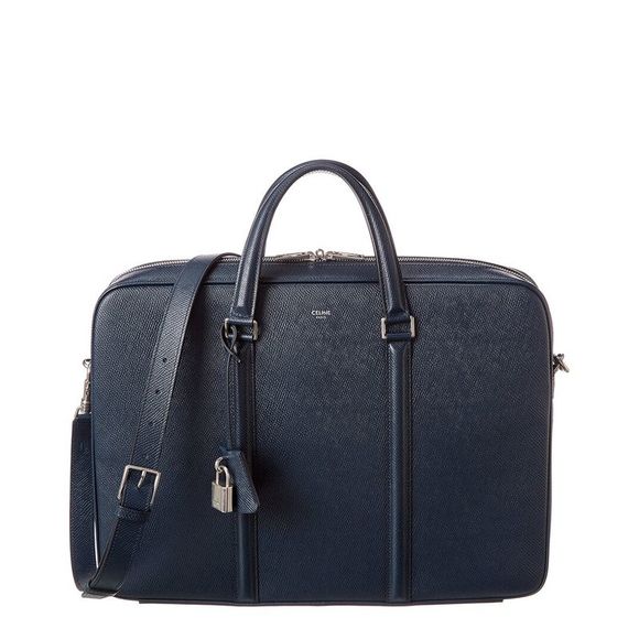 Celine Bags Celine Leather Briefcase Blue Poshmark